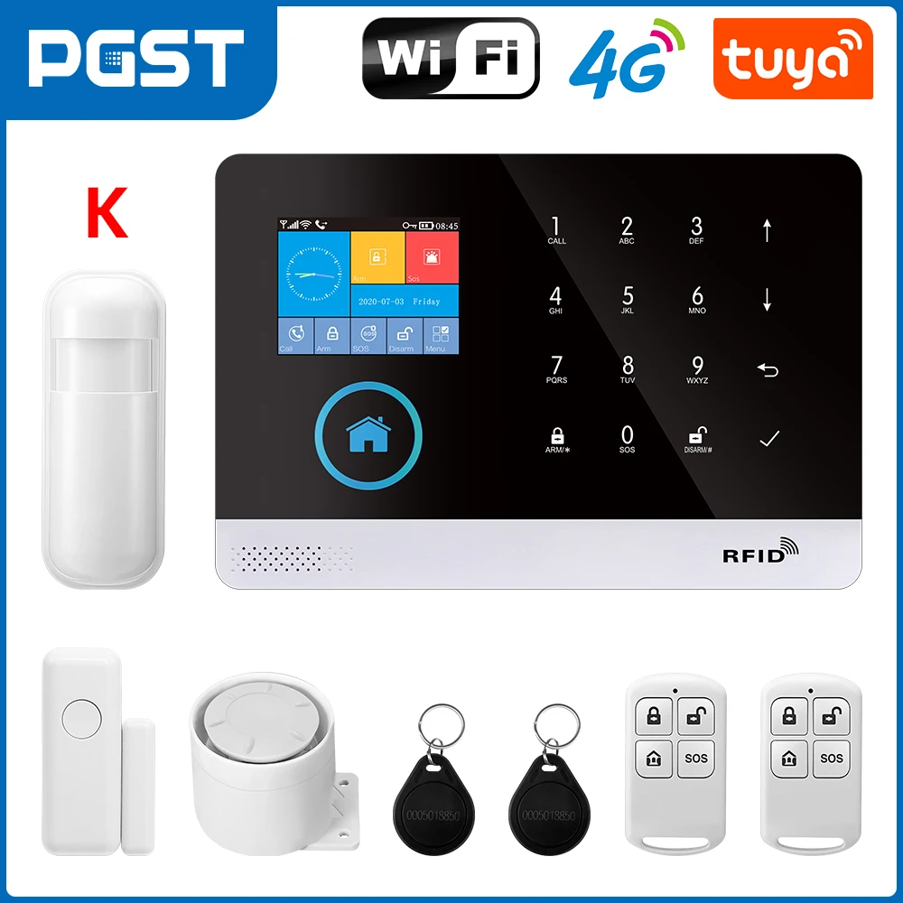 PGST 103 2.4 inch Screen 4G 2G WIFI GSM Home Bulgar Security System for Home 433MHz APP Control RFID Card with PIR Motion - Image 13