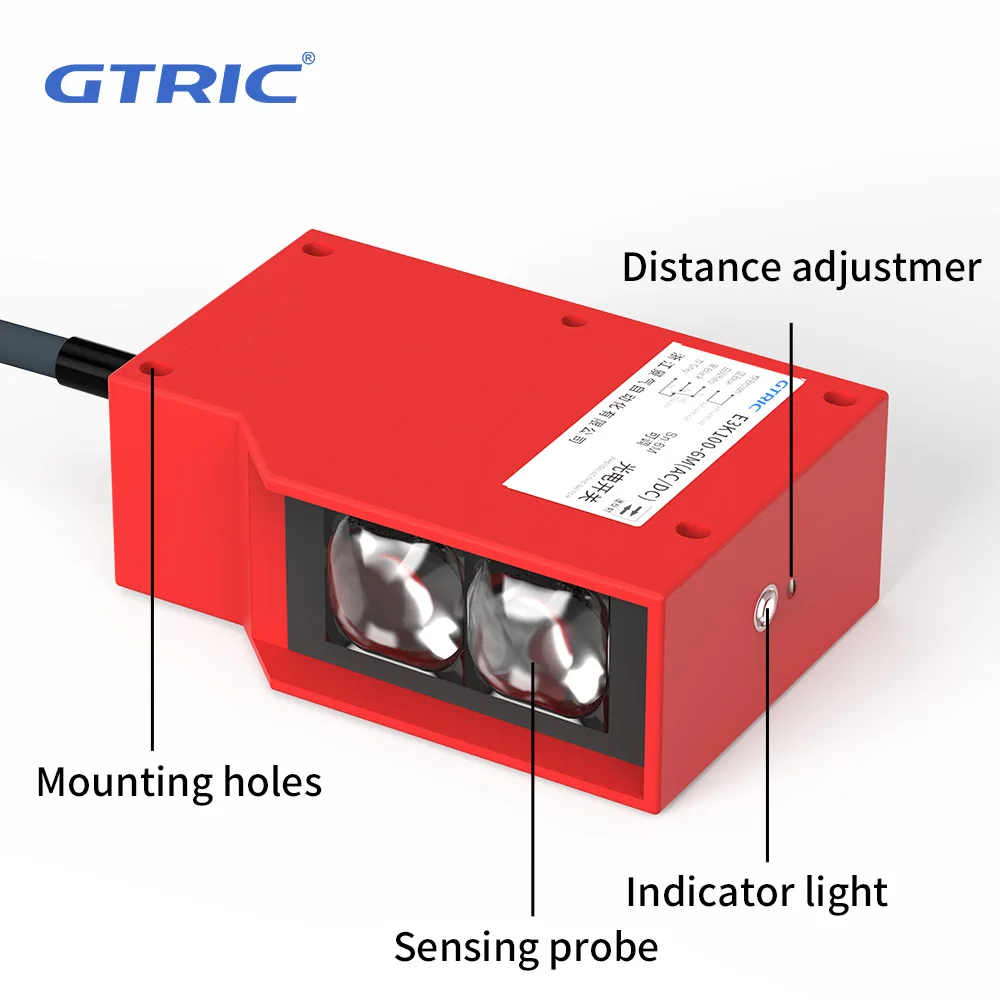 GTRIC Photoelectric Sensor Retro-reflective Square Photoell Infrared Switch IP67 Waterproof 24-220V AC DC Universal 10m Distance - Image 3