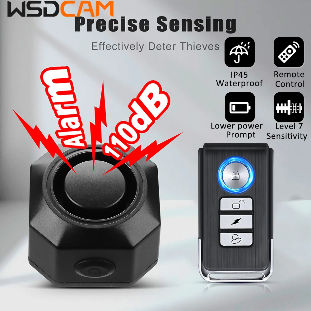 USB Charge Bike Alarm Wireless Bicycle Vibration Motion Sensor Alarm Remote Control Motorcycle Alarm Security Protection