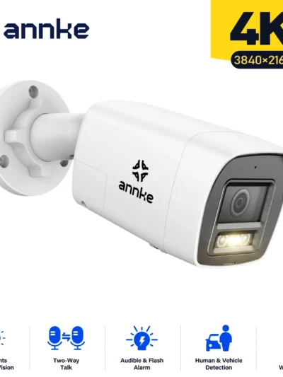 Annke 8MP 4K HD IP Security Camera Poe Dual Light Audio Fixed Bullet Camera Human Vehicle Detection 256G SD Storage ONVIF IP67