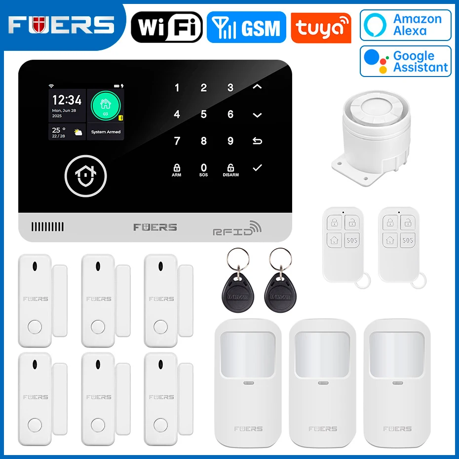 FUERS Alarm System for Home WIFI GSM Security Alarm Host Ant-theft with Door Motion Sensor Tuya Smart App control work Alexa - Image 7