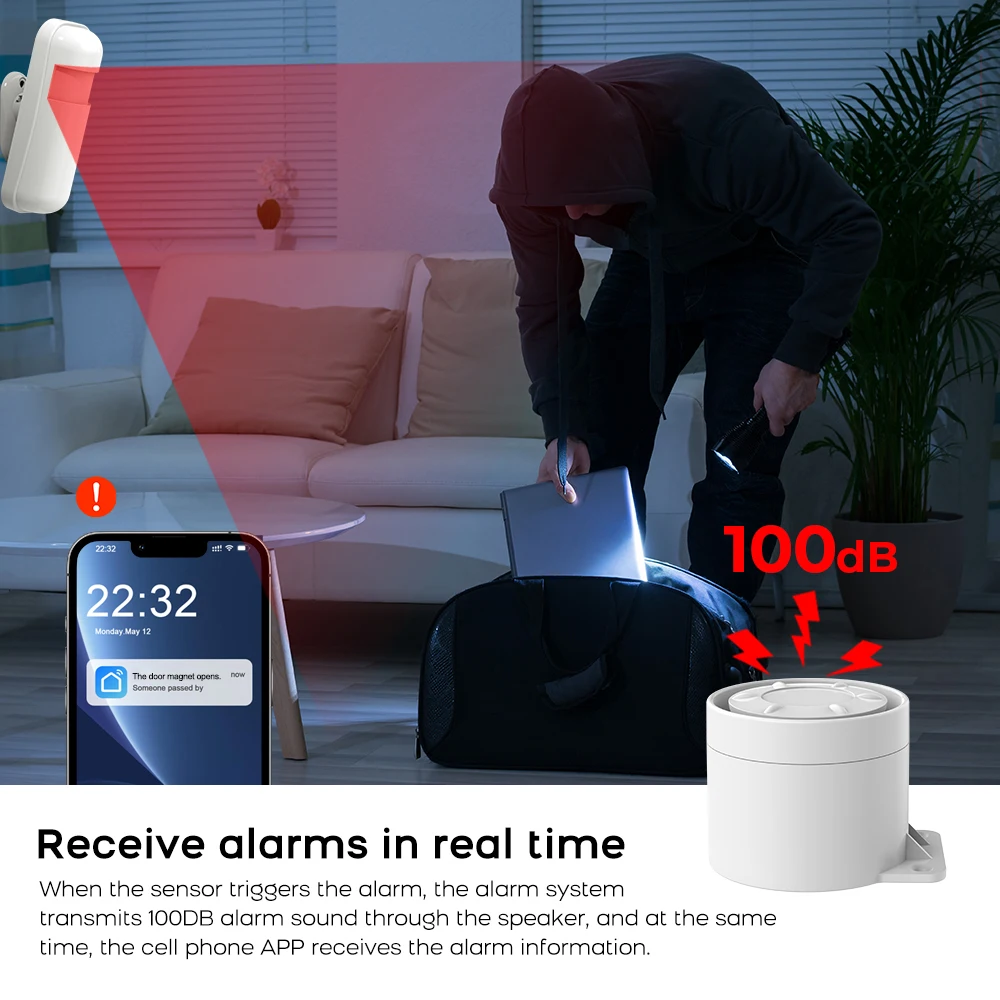 WIFI GSM Alarm System Tuya Smart Life APP Home Smart Security Protection Wireless Security Alarm House System with ALexa - Image 5