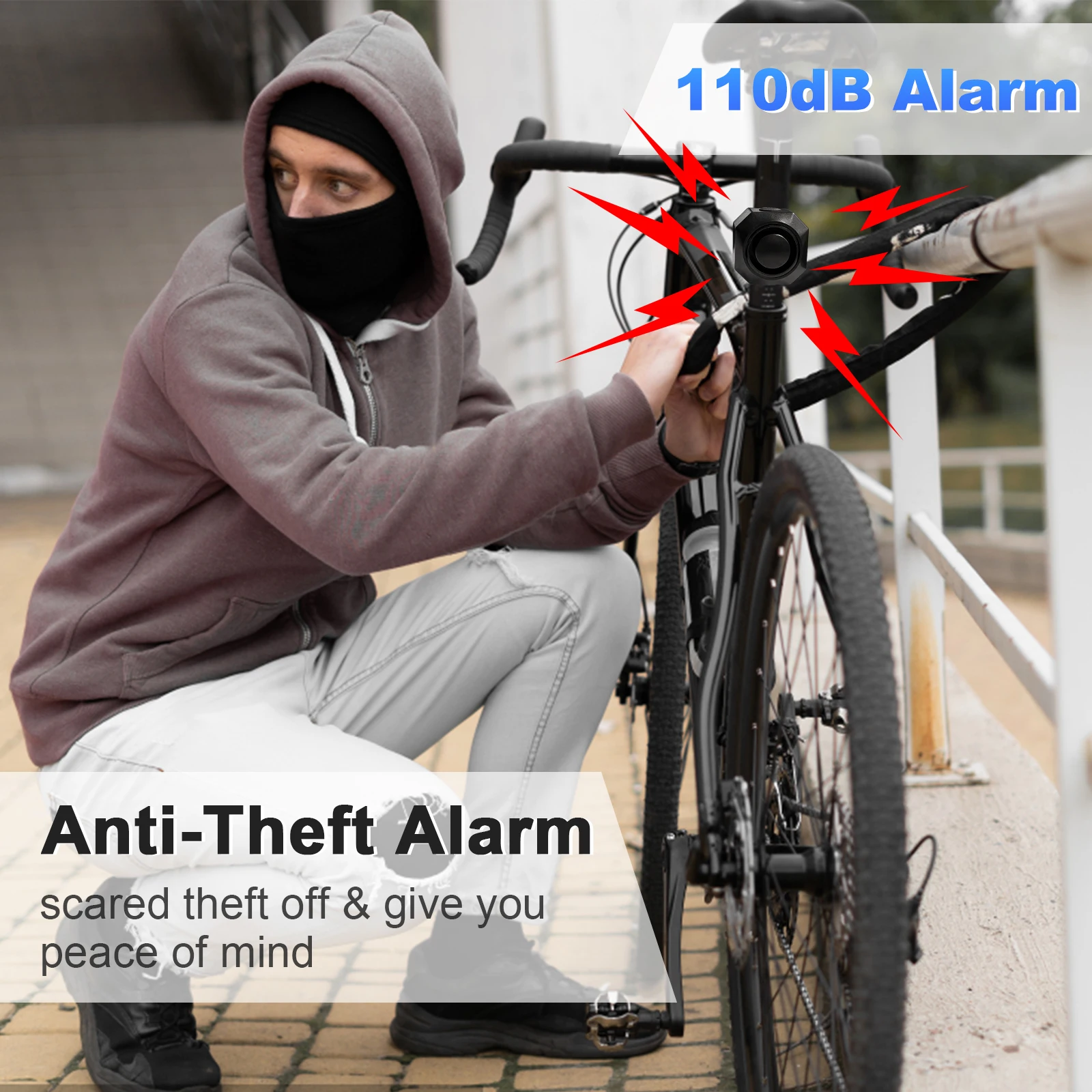 USB Charge Bike Alarm Wireless Bicycle Vibration Motion Sensor Alarm Remote Control Motorcycle Alarm Security Protection - Image 4