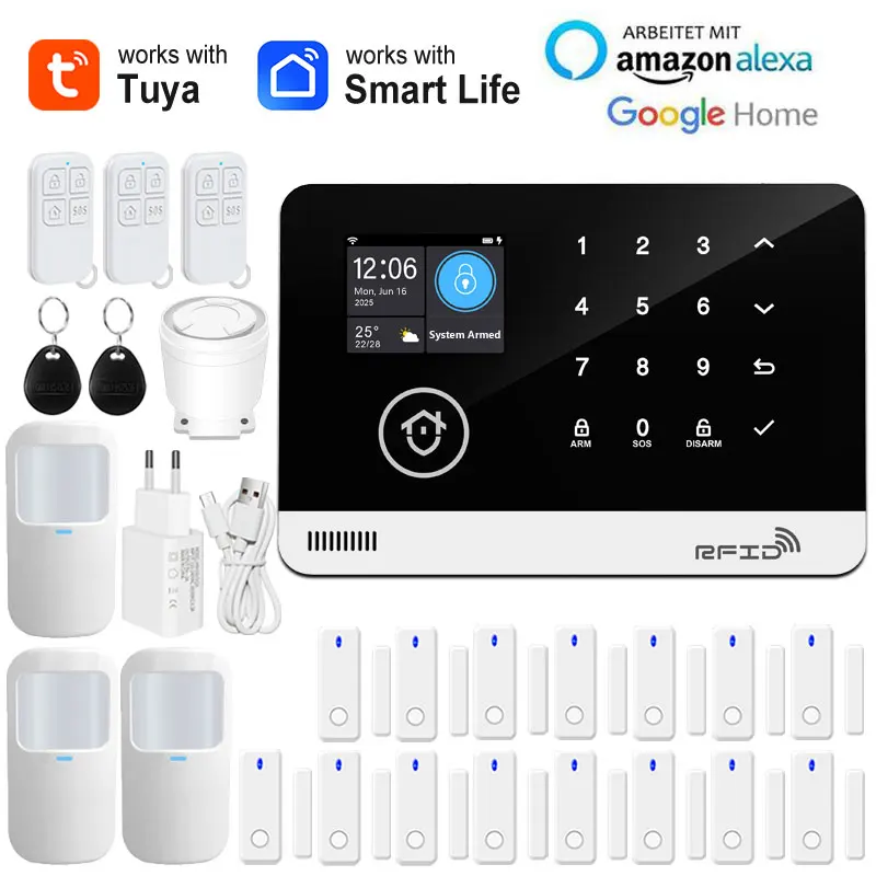Tuya Smart WiFi GSM Home Security Alarm System - Touch Keyboard RFID APP Control Wireless Anti-Theft with Volume Adjustable - Image 8