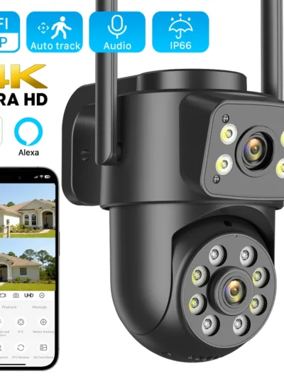 ANBIUX 4K 8MP WiFi Surveillance Camera 4MP 4X Digital Zoom PTZ IP Dual Lens AI Human Detect Outdoor Security Camera ICSEE App