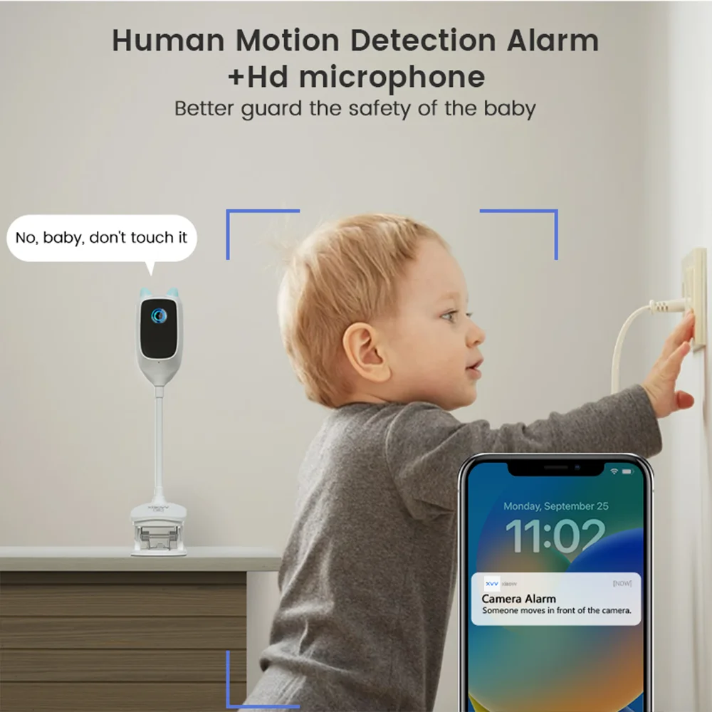 4MP 2K WiFi indoor high-definition crying detection baby monitor full-color night vision 360 degree rotating network camera - Image 5