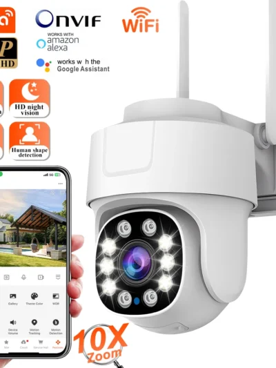 Tuya Smart Wifi PTZ Camera Outdoor Waterproof Security Camera Full Color Night Vision Audio Surveillance Human Motion Detection