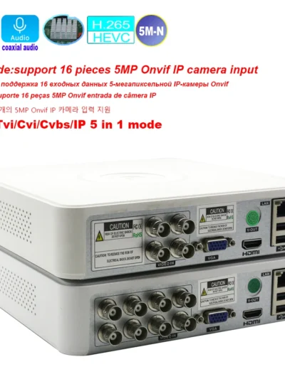 Hybrid DVR CCTV Security 4CH/8 Channels 5M-N Audio Over Coaxial for 5MP 12.5Fps 1080P 720P TVI CVI CVBS Camera 5MP IP Onvif Cam
