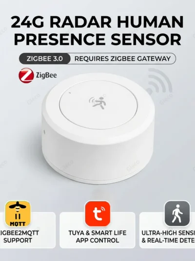 Zigbee 24G Mmwave Radar Presence Sensor Human Detector Motion/Static Detection For Tuya Z2M Smart Home Security Automation Alarm