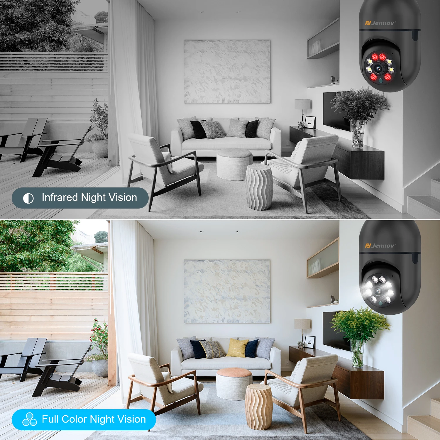 Jennov 2Pcs 2K WiFi Light Bulb Security Camera Wireless Outdoor - Cameras for Home Security Outside, Light Socket Indoor Camera - Image 2