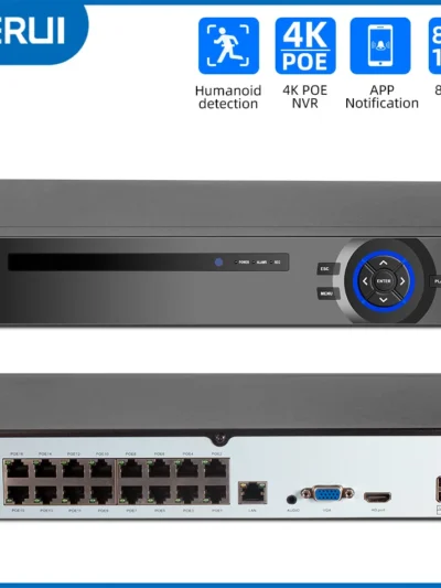KERUI 4K 16CH POE NVR H.265 NVR Video Recorder ONVIF Security CCTV Surveillance 16 Channel For 4MP 6MP 8MP POE Camera System