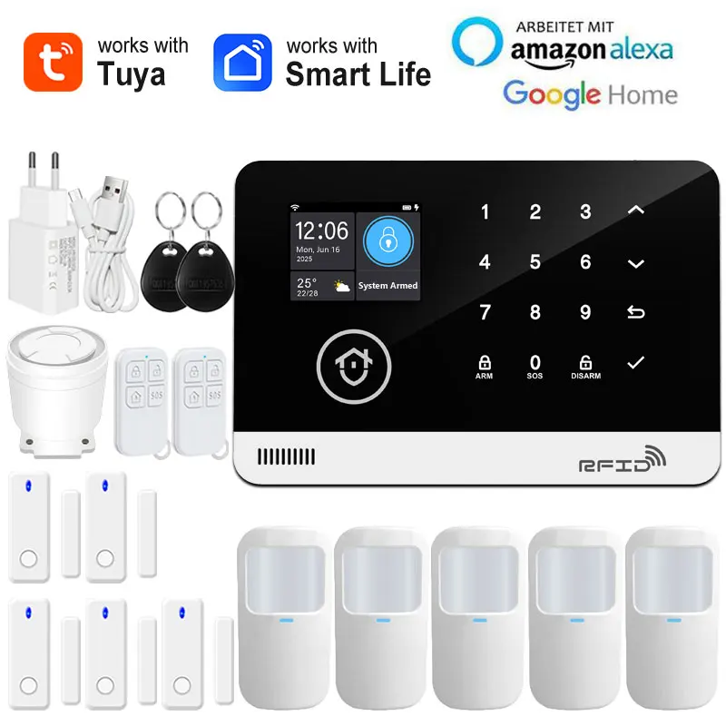 Tuya Smart WiFi GSM Home Security Alarm System - Touch Keyboard RFID APP Control Wireless Anti-Theft with Volume Adjustable - Image 10