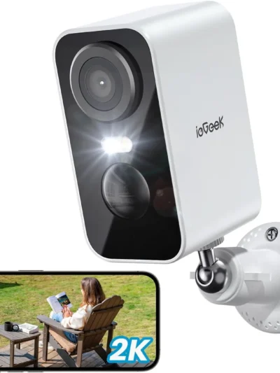 ieGeek 2K Wireless Security Camera Outdoor Colorful Night Vision, Rechargeable Battery CCTV Camera Systems, WiFi Home