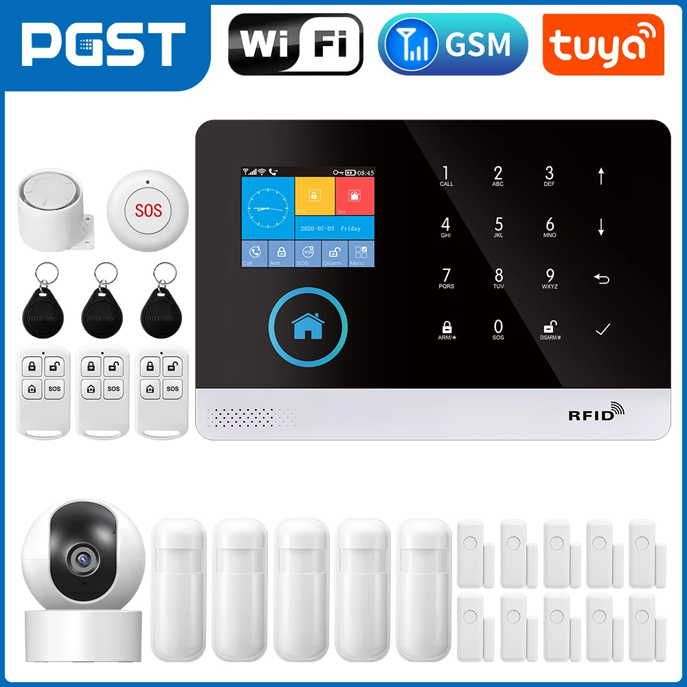 PGST 103 2.4 inch Screen 4G 2G WIFI GSM Home Bulgar Security System for Home 433MHz APP Control RFID Card with PIR Motion - Image 21