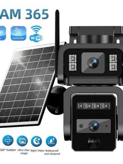 Dual Lens Solar Camera WIFI Security Outdoor Surveillance Camera Solar Panel with Battery CCTV security PZT IP cameras