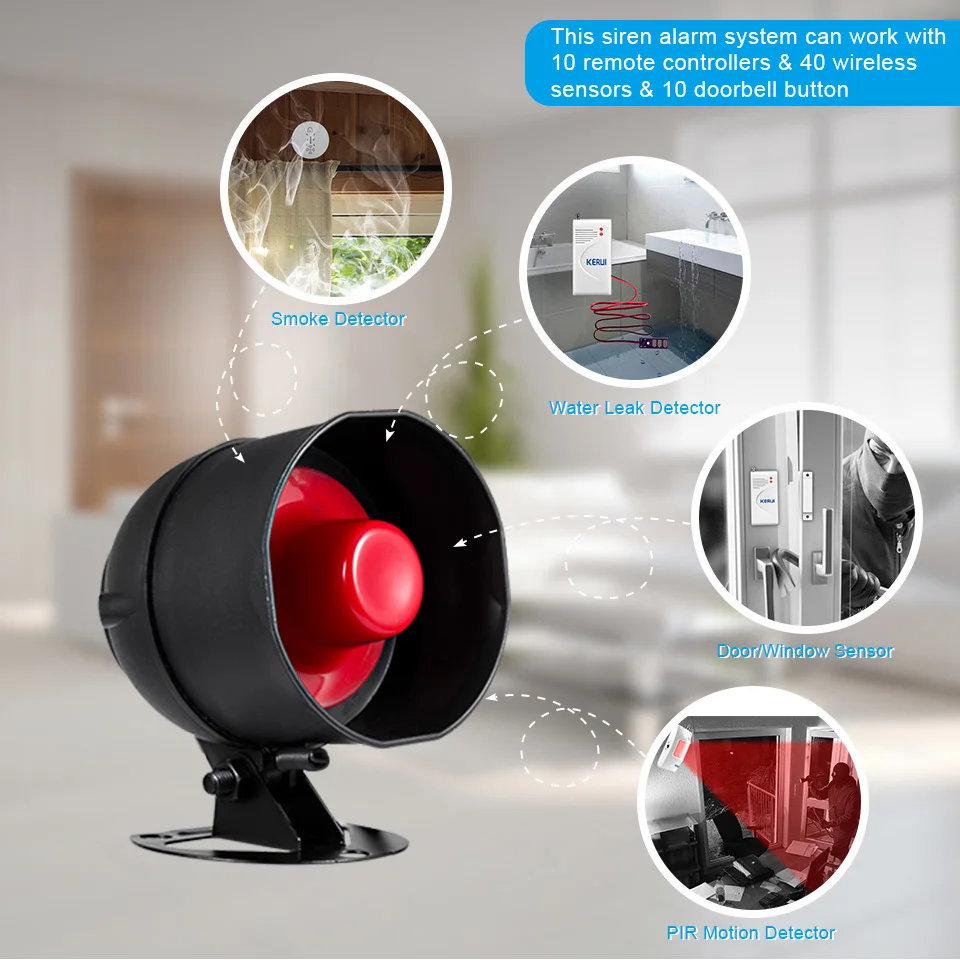 KERUI Wireless Home Security Alarm System Garage Burglar with Door Sensor PIR Motion Detector Anti-Theft Alarm Siren 433MHz - Image 2