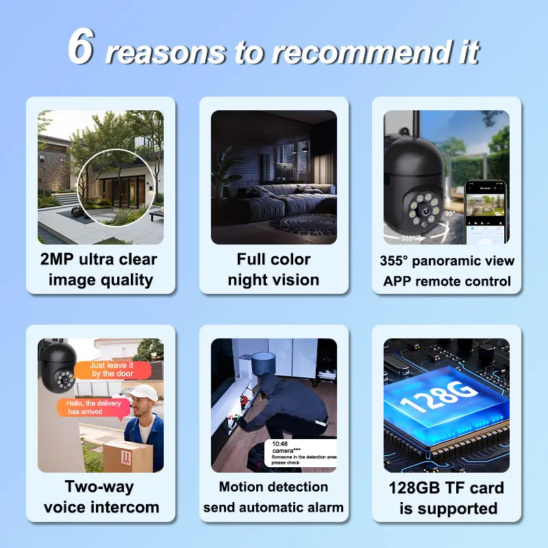 Wireless WiFi Camera 1080P HD Waterproof IP Camera Smart Home Wireless Security Surveillance Outdoor CCTV Camera Night Vision - Image 2