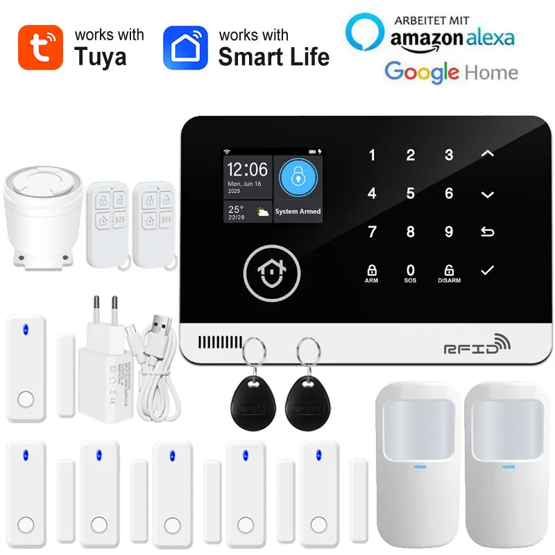 Tuya Smart WiFi GSM Home Security Alarm System - Touch Keyboard RFID APP Control Wireless Anti-Theft with Volume Adjustable - Image 12