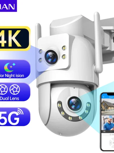 Jooan 4K 8MP HD Wifi PTZ Camera Outdoor 5G Wifi Dual Lens Security IP Cameras 5X Zoom AI Tracking ONVIF CCTV Surveillance Camera