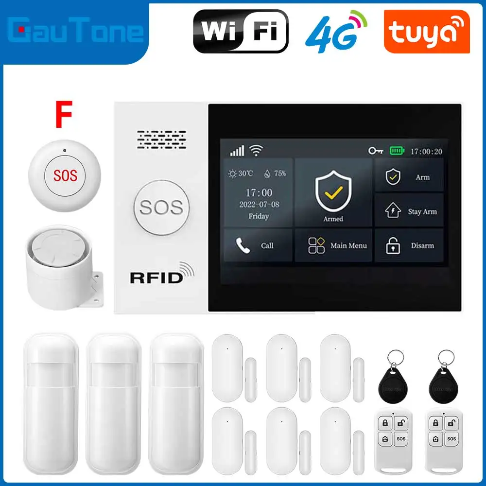 GauTone TUYA WiFi 4G GSM Alarm System for Home Smart Life Security with PIR Wireless Solar Siren Support Tuya Remote Control - Image 8