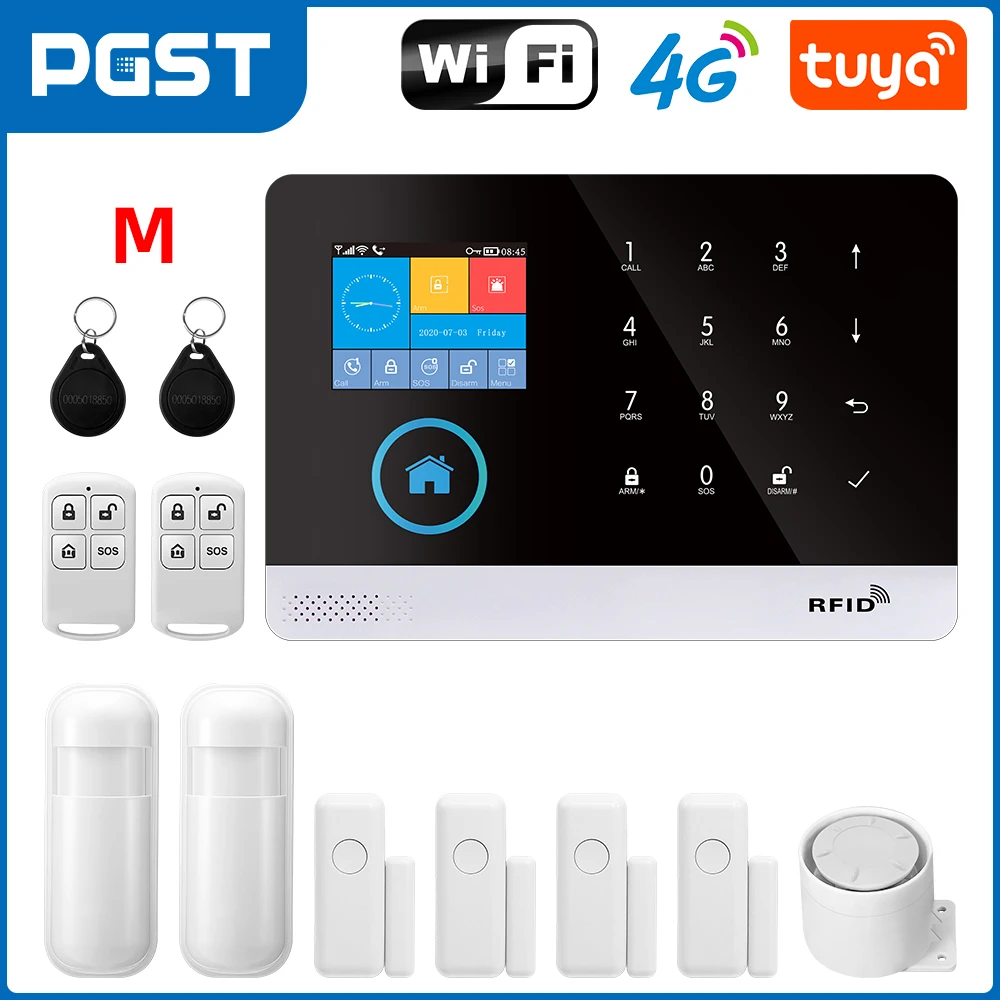 PGST 103 2.4 inch Screen 4G 2G WIFI GSM Home Bulgar Security System for Home 433MHz APP Control RFID Card with PIR Motion - Image 15