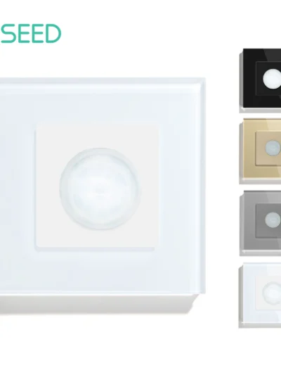 BSEED PIR Infrared Motion Body Sensor Switch Motion Sensor Glass Mechanical Wall Mounted Switches EU Standard LED Light Switches