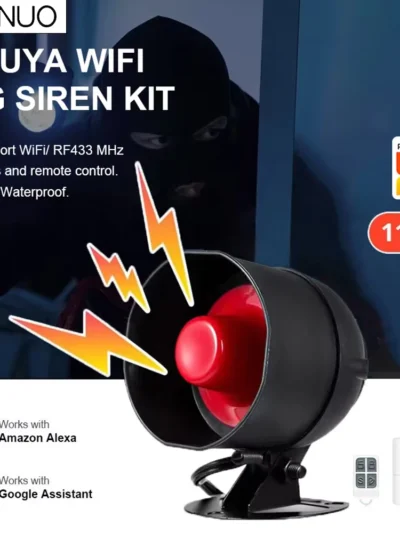 Tuya WiFi Siren Alarm System Wireless Loud Sound Alert Siren Kit Smart Life Siren Compatible With Alexa Google For Home Security
