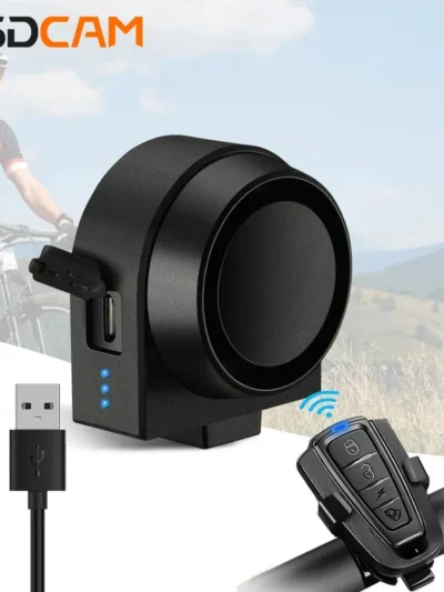 WSDCAM Bicycle Alarm Vibration Alarm Waterproof USB Charging Remote Control 110 dB Bike Motorcycle Alarm Security Protection