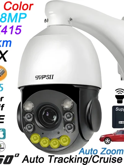 Onvif Metal Laser Infrared Full Color Auto Tracking Cruise 8MP 4K 54X Optics Zoom 360° POE PTZ Speed Dome Surveillance IP Camera