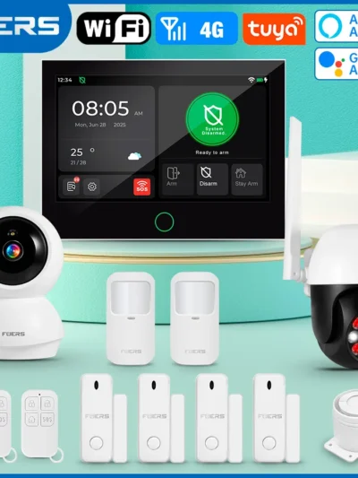 FUERS 7 Inch TFT Screen 4G Tuya Smart Home Security Alarm System G70 GSM WiFi Wireless Home Burglar Security Alarm System