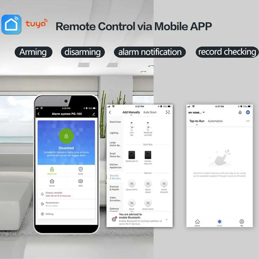 GauTone TUYA WiFi 4G GSM Alarm System for Home Smart Life Security with PIR Wireless Solar Siren Support Tuya Remote Control - Image 6