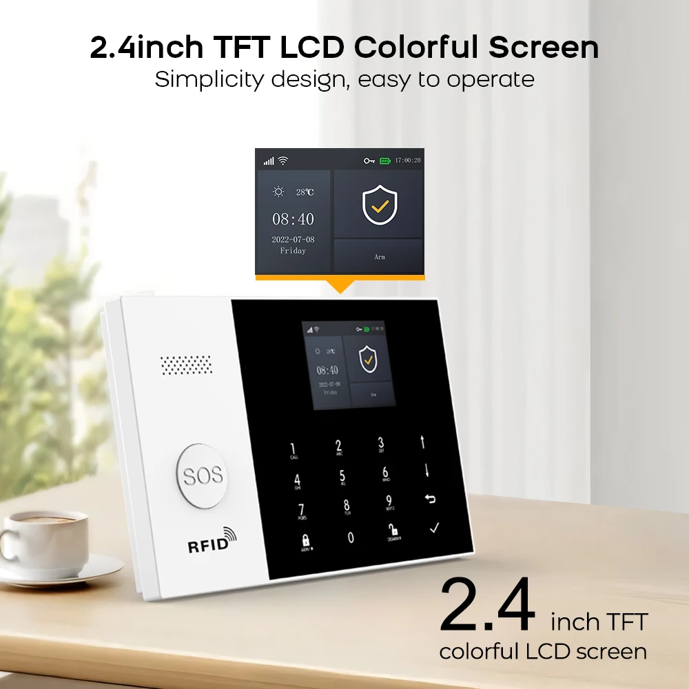 WIFI GSM Alarm System Tuya Smart Life APP Home Smart Security Protection Wireless Security Alarm House System with ALexa - Image 2