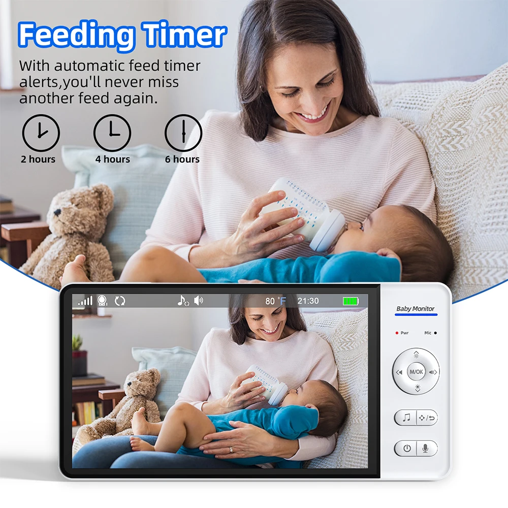 7 Inch Wireless Baby Monitor 5000mAh Battery No WiFi 4X Zoom Kids Protection Surveillance Video Camera 2 Way Audio Night Vision - Image 5
