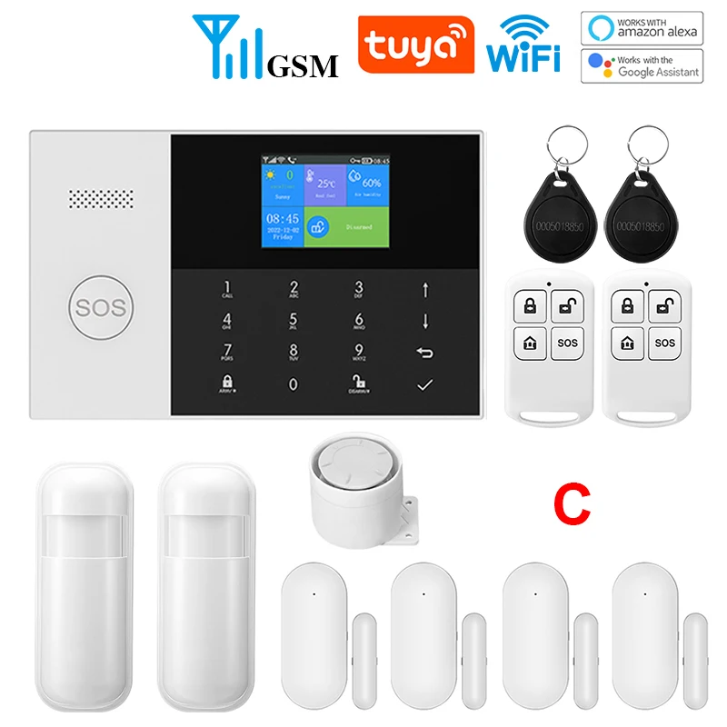 WIFI GSM Alarm System Tuya Smart Life APP Home Smart Security Protection Wireless Security Alarm House System with ALexa - Image 11