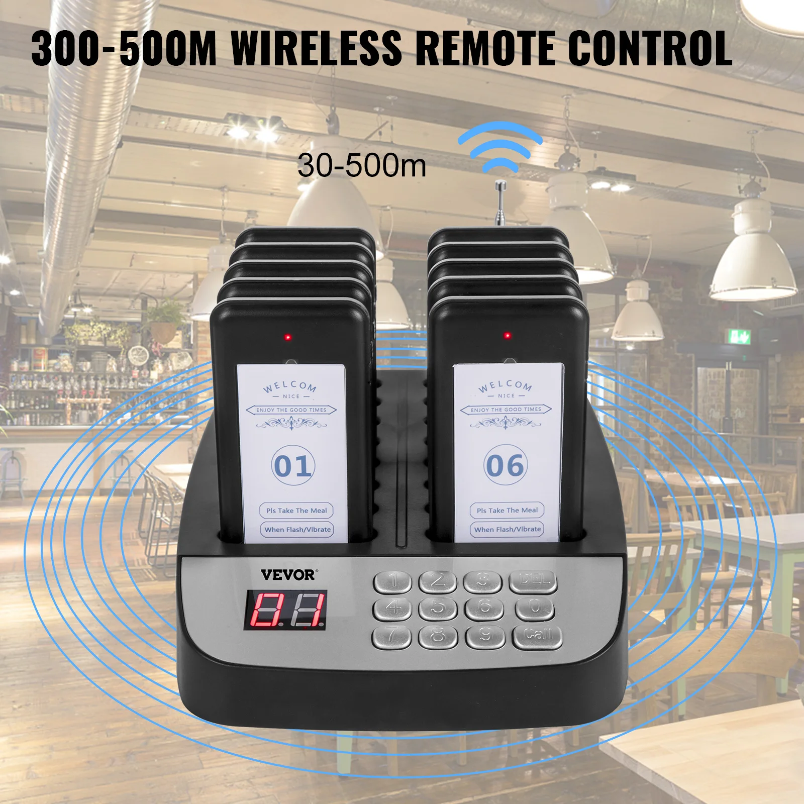 SucceBuy Wireless Restaurant Buzzer Pager 16 Coasters Paging Guest Calling System for Coffee Dessert Burger Shop Food Truck - Image 4