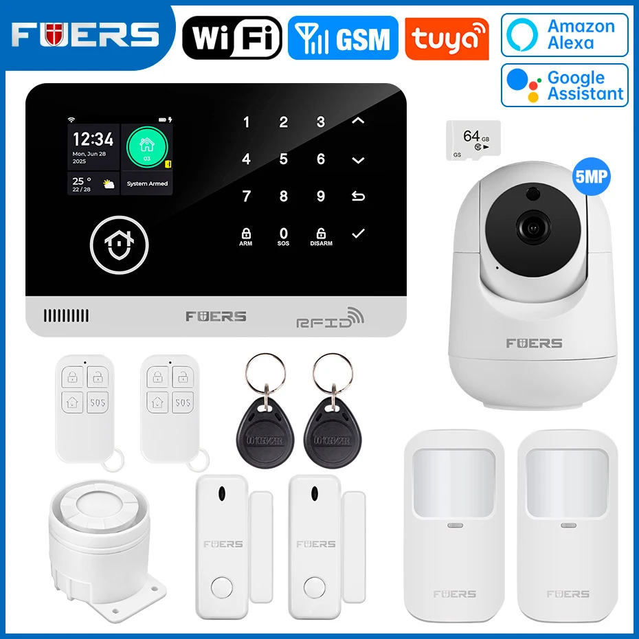 FUERS Alarm System for Home WIFI GSM Security Alarm Host Ant-theft with Door Motion Sensor Tuya Smart App control work Alexa - Image 11