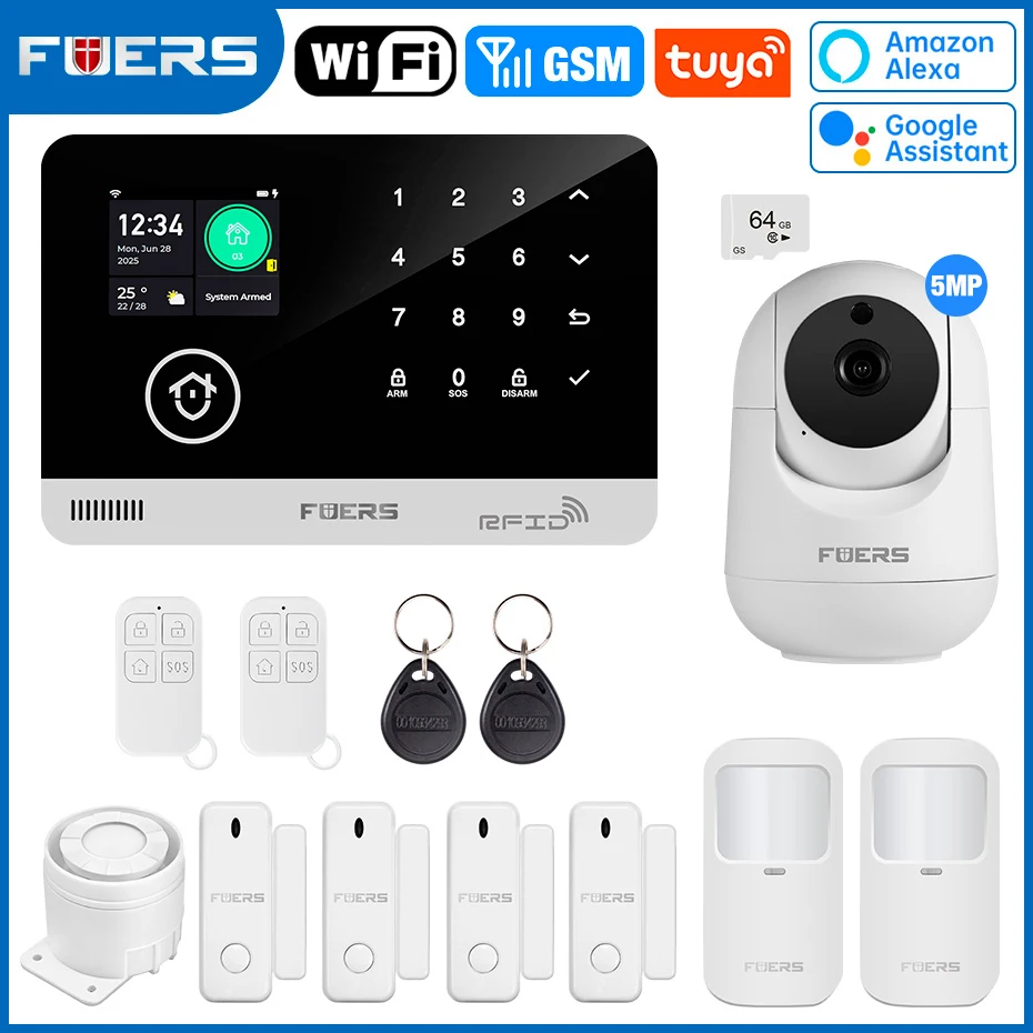FUERS Alarm System for Home WIFI GSM Security Alarm Host Ant-theft with Door Motion Sensor Tuya Smart App control work Alexa - Image 8