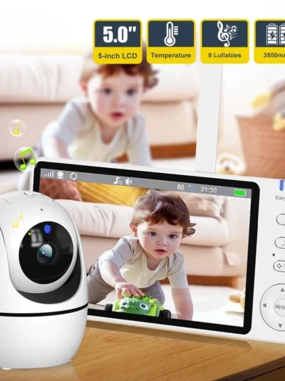 5 Inch Video Baby Monitor With Camera PTZ Zoom Babyphone Cam Security Protection Surveillance Cameras Temperature Sensor Lullaby