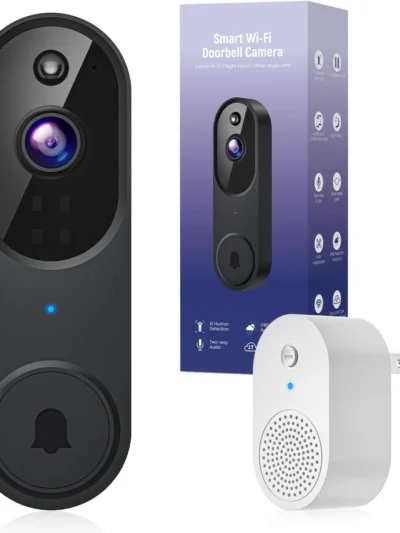 Wireless 1080p Video Doorbell with AI Human Detection, 2-Way Audio, Night Vision, Cloud Storage - Indoor/Outdoor Use