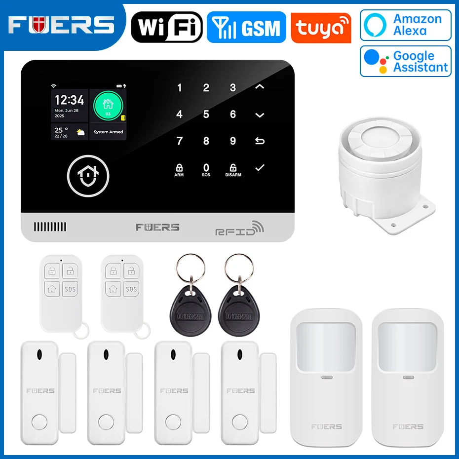 FUERS Alarm System for Home WIFI GSM Security Alarm Host Ant-theft with Door Motion Sensor Tuya Smart App control work Alexa - Image 10