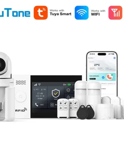 GauTone TUYA WiFi 4G GSM Alarm System for Home Smart Life Security with PIR Wireless Solar Siren Support Tuya Remote Control