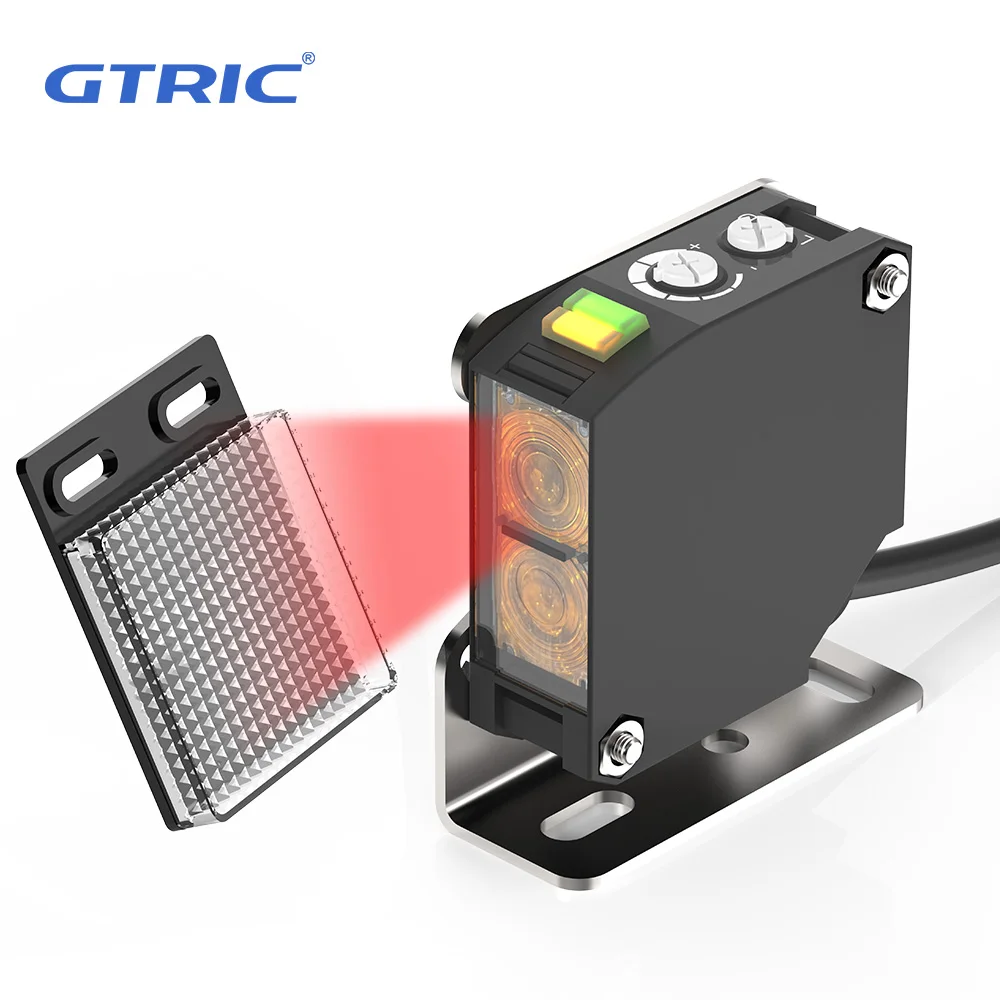 GTRIC Photoelectric Sensor E3JK-RR12 Retro-reflective 24-240V DC/AC Universal Relay Output Square Optical Photoelectric Switch