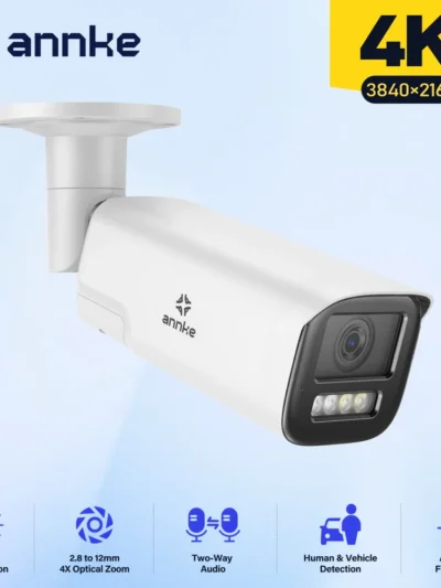 ANNKE 4K 4X ZOOM Smart Dual Light Varifocal Network Camera IP Camera IP67 Human Vehicle Detection 8MP Smart Home Cam