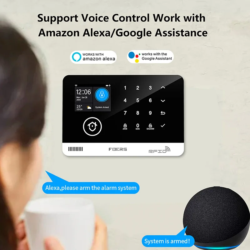 FUERS Alarm System for Home WIFI GSM Security Alarm Host Ant-theft with Door Motion Sensor Tuya Smart App control work Alexa - Image 4