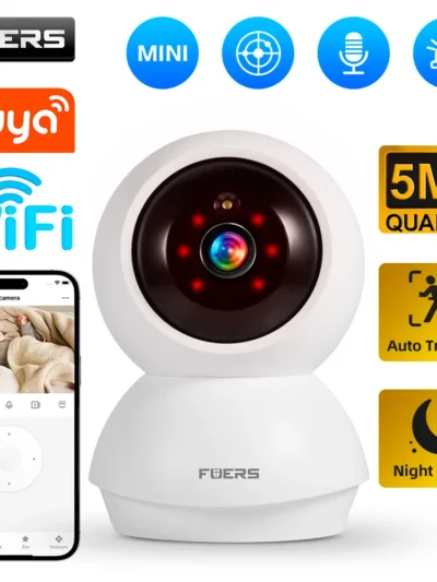 Fuers 4K 8MP IP Camera Tuya Smart Home Indoor WiFi Wireless Surveillance Camera Automatic Tracking CCTV Security Baby Monitor