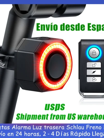 Elecpow Bicycle Burglar Alarm Taillight Waterproof Smart Auto Brake Sensing Tail Lamp Remote Control USB Charge Bike Rear Light