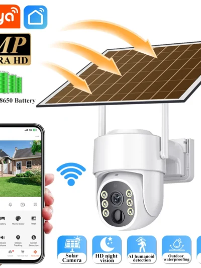 Tuya 5MP Wifi Solar Battery Camera With Solar Panels Color Night Vision IR Motion Detection Outdoor waterproof IP cam