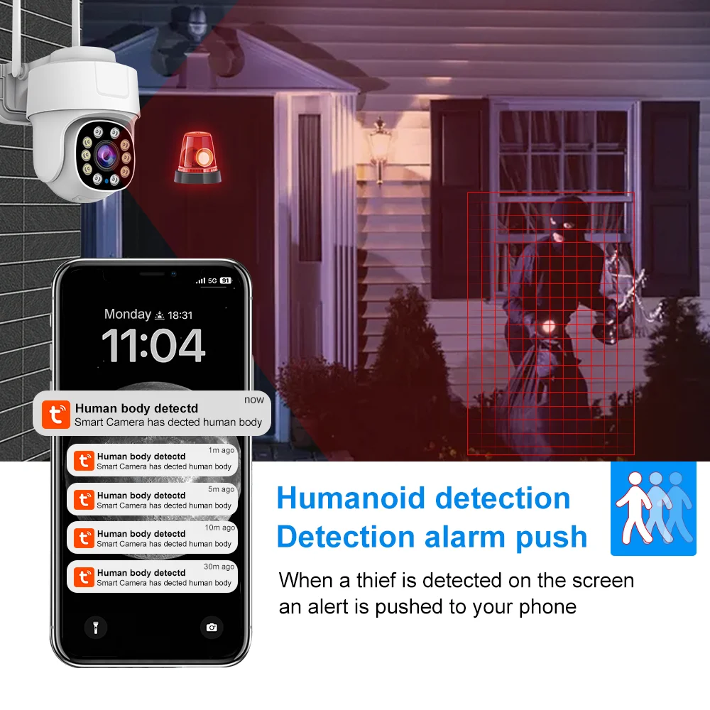 Tuya Smart Wifi PTZ Camera Outdoor Waterproof Security Camera Full Color Night Vision Audio Surveillance Human Motion Detection - Image 3