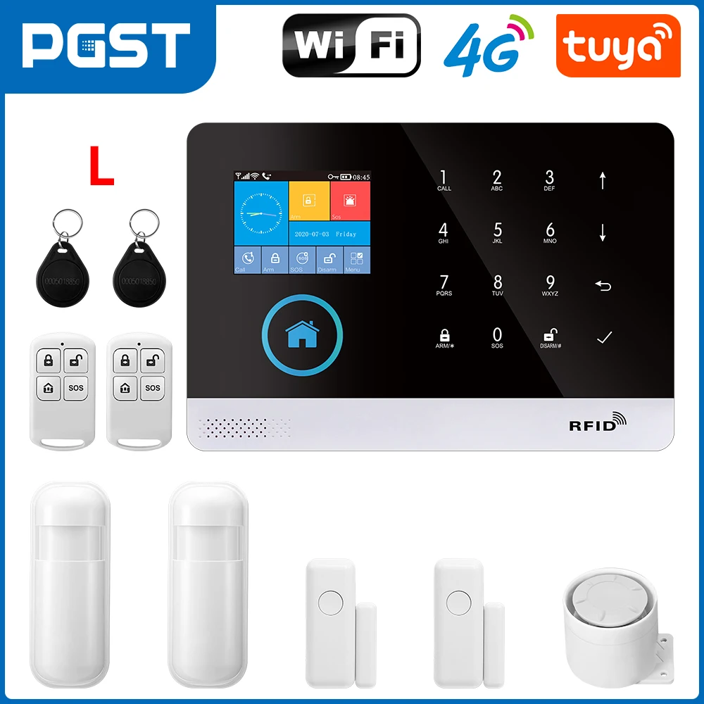 PGST 103 2.4 inch Screen 4G 2G WIFI GSM Home Bulgar Security System for Home 433MHz APP Control RFID Card with PIR Motion - Image 14