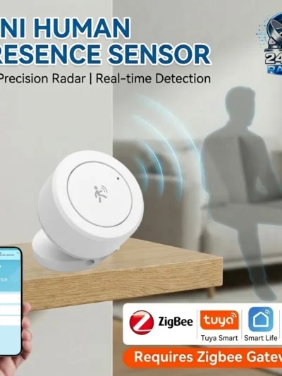 Zigbee 24G MmWave Human Presence Sensor Mini Radar Detector for Tuya Smart Home Smart Life Z2M PIR Motion Sensor Need Gateway